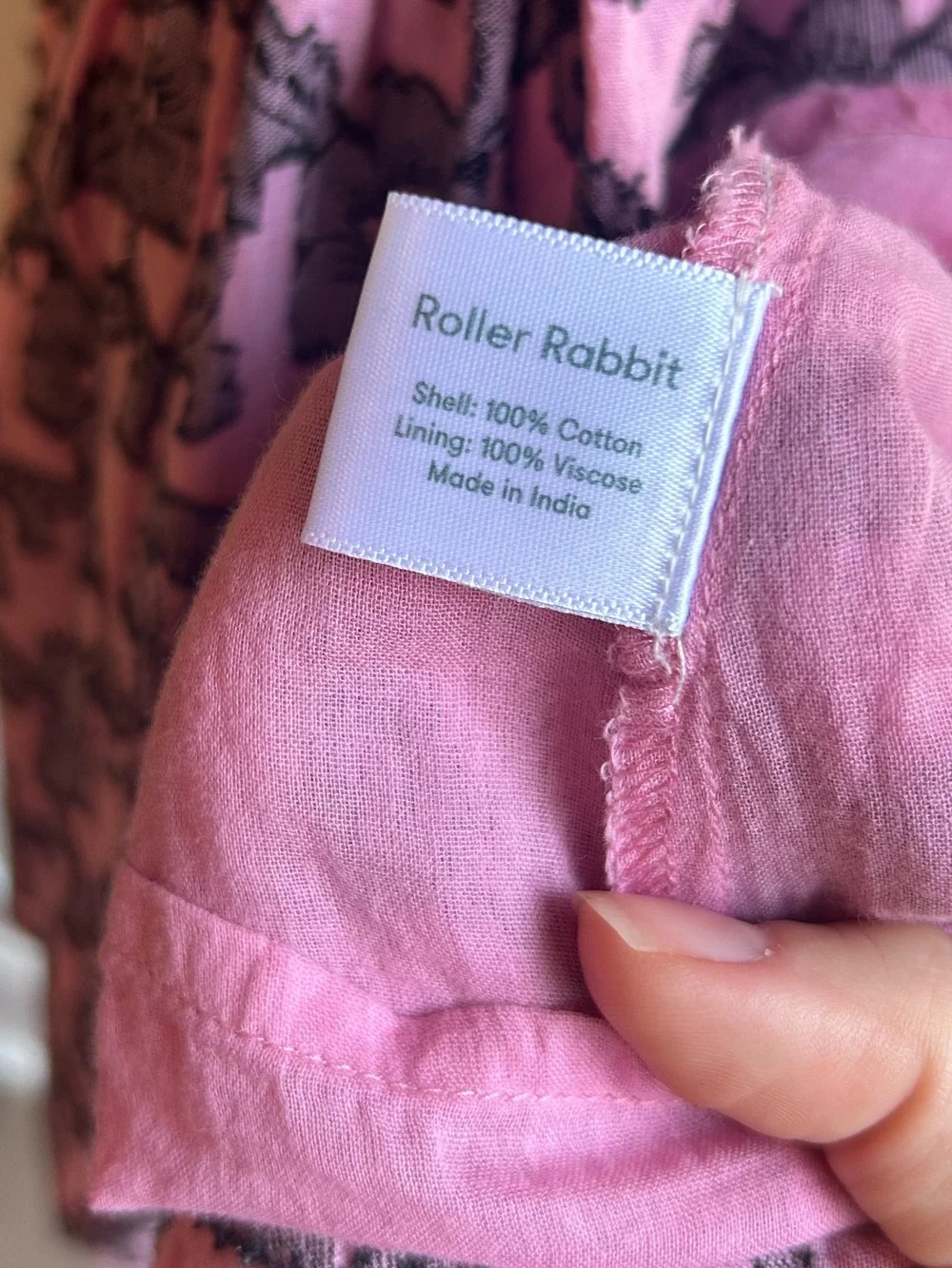 Anthropologie Roller Rabbit Smocked Waist Pink Floral Mini Dress